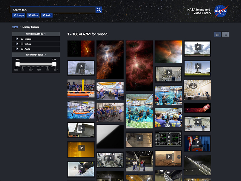 NASA Image and Video Library screenshot 2
